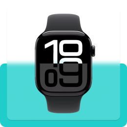 Apple Watch Series 10 GPS 46mm Jet Black Aluminum Case with Black Sport Band - S/M